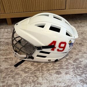 White Kids Sports Helmet with Red Accents